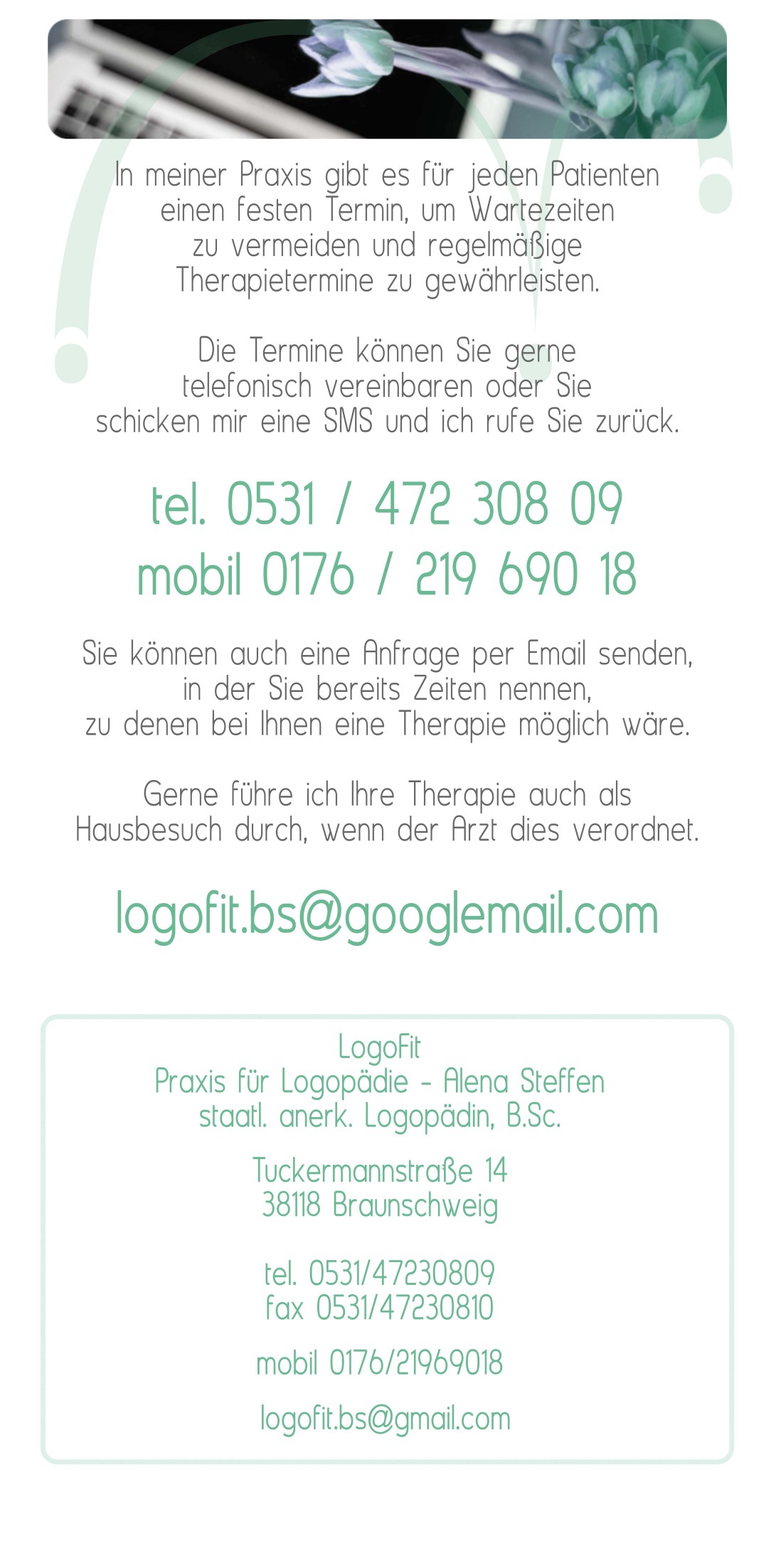 Logofit Praxis für Logopädie Braunschweig Alena Steffen Logopäde Sprachentwicklungsstörung Termin Vereinbarung
